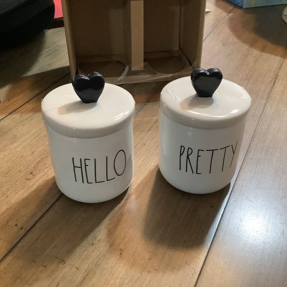 RAE DUNN Heart Knob Canister Set